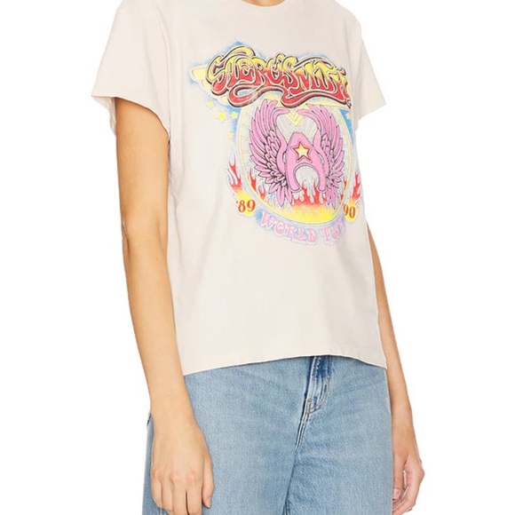 NEW DAYDREAMER aerosmith world tour tour tee in dirty white Size 1X - Picture 2 of 7